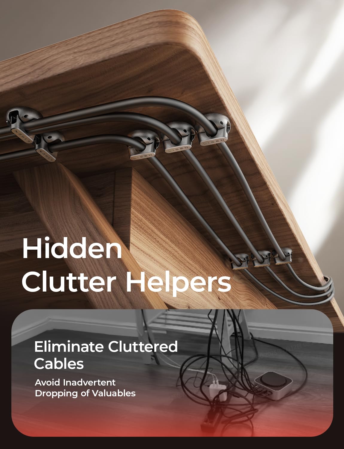 10 Pack Magnetic Cable Clips [2025 Minimum Size] LISEN Halloween Decor Christmas Decorations Indoor, Magnetic Cord Holder for Nightstand Desk, Cable Management for Home Office Organizer Dorm Wall Car - Image 5