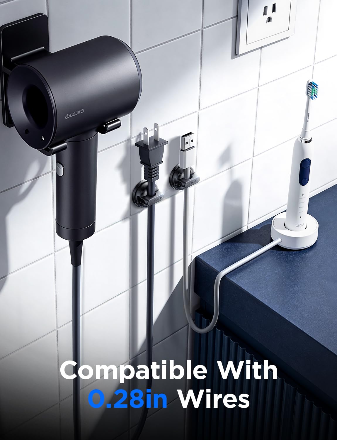 6-Pack Rotatable Cord Holder for Nightstand, LISEN 360°Rotating Magnetic Clips, No-Residue Strong Adhesive Cord Organizer for Desk, Phone Cord Holder for Home, Car, Office Desk Accessories - Image 6