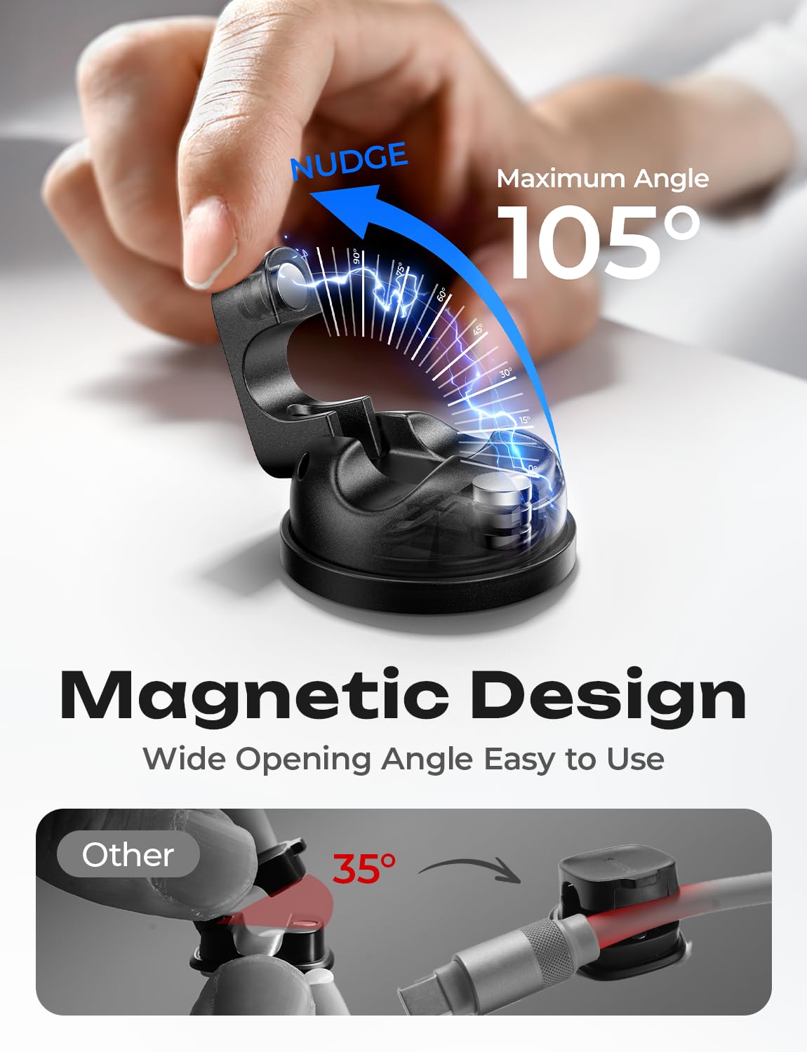 6-Pack Rotatable Cord Holder for Nightstand, LISEN 360°Rotating Magnetic Clips, No-Residue Strong Adhesive Cord Organizer for Desk, Phone Cord Holder for Home, Car, Office Desk Accessories - Image 9