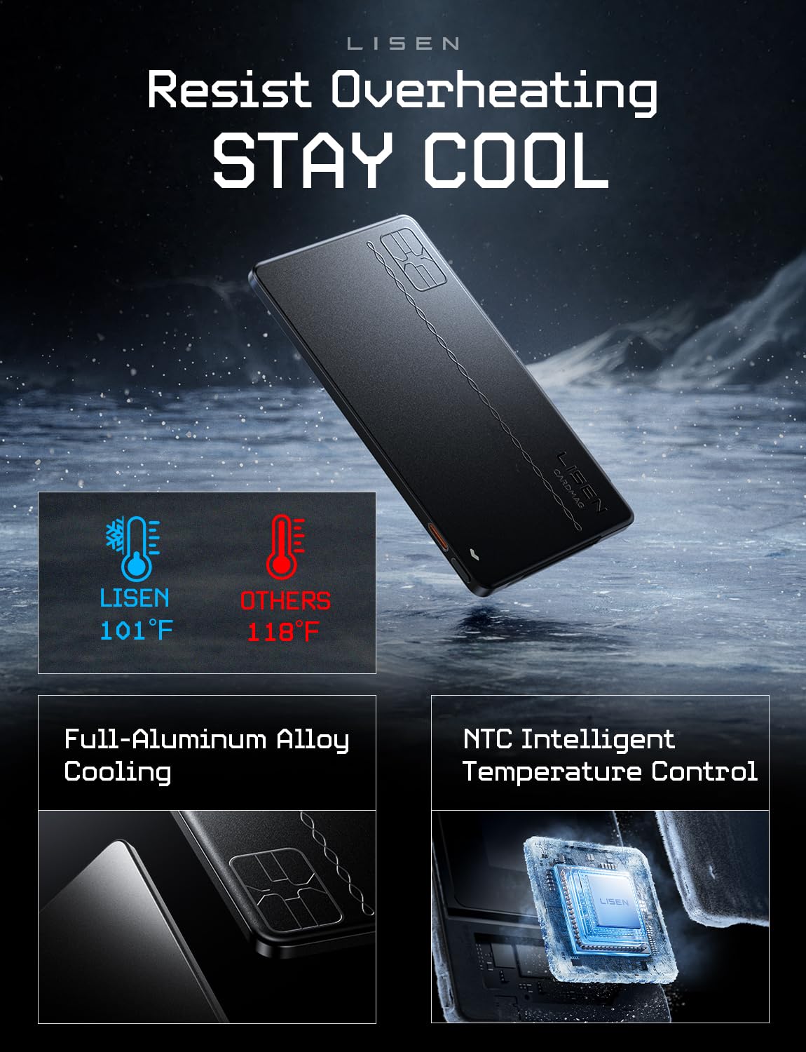 LISEN 0.2‘’ Ultra Slim Power Bank Fast Charging USB C，5000mAh Alloy Ultra Thin Power Bank，Portable Charger with Built in Cable for iPhone 17/16/15 & Samsung（No-Wireless）,Gifts for Men Women - Image 5