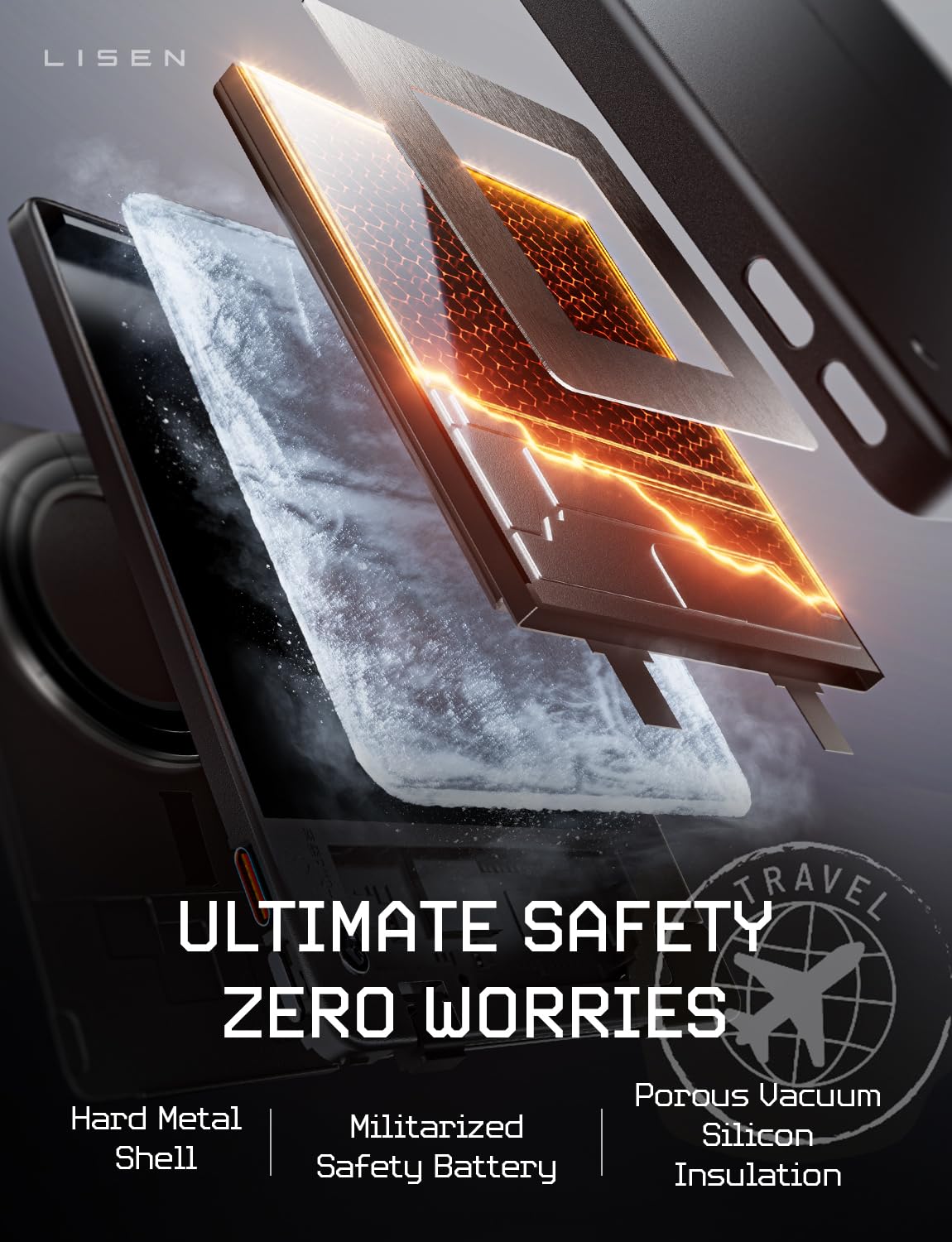 LISEN 0.2‘’ Ultra Slim Power Bank Fast Charging USB C，5000mAh Alloy Ultra Thin Power Bank，Portable Charger with Built in Cable for iPhone 17/16/15 & Samsung（No-Wireless）,Gifts for Men Women - Image 6