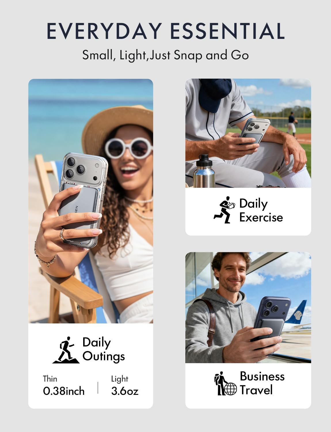 LISEN [0.3'' Ultra Slim [Qi2 15W Max] for MagSafe Battery Pack,5000mAh MagSafe Power Bank Wireless,Travel Essentials Portable Charger,Magnetic Power Bank for iPhone 17 Pro Max Plus Air 16 15 14 13 12 - Image 4