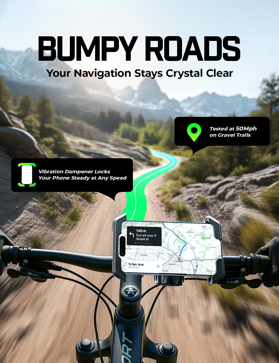 LISEN 2026 Bike Phone Holder, [Anti-Vibration] Motorcycle Phone Mount, Bicycle Phone Holder, Handlebar Phone Mount Scooter Ebike Accessories Bicycle Accessories for iPhone Samsung Google Pixel, Black - Image 6