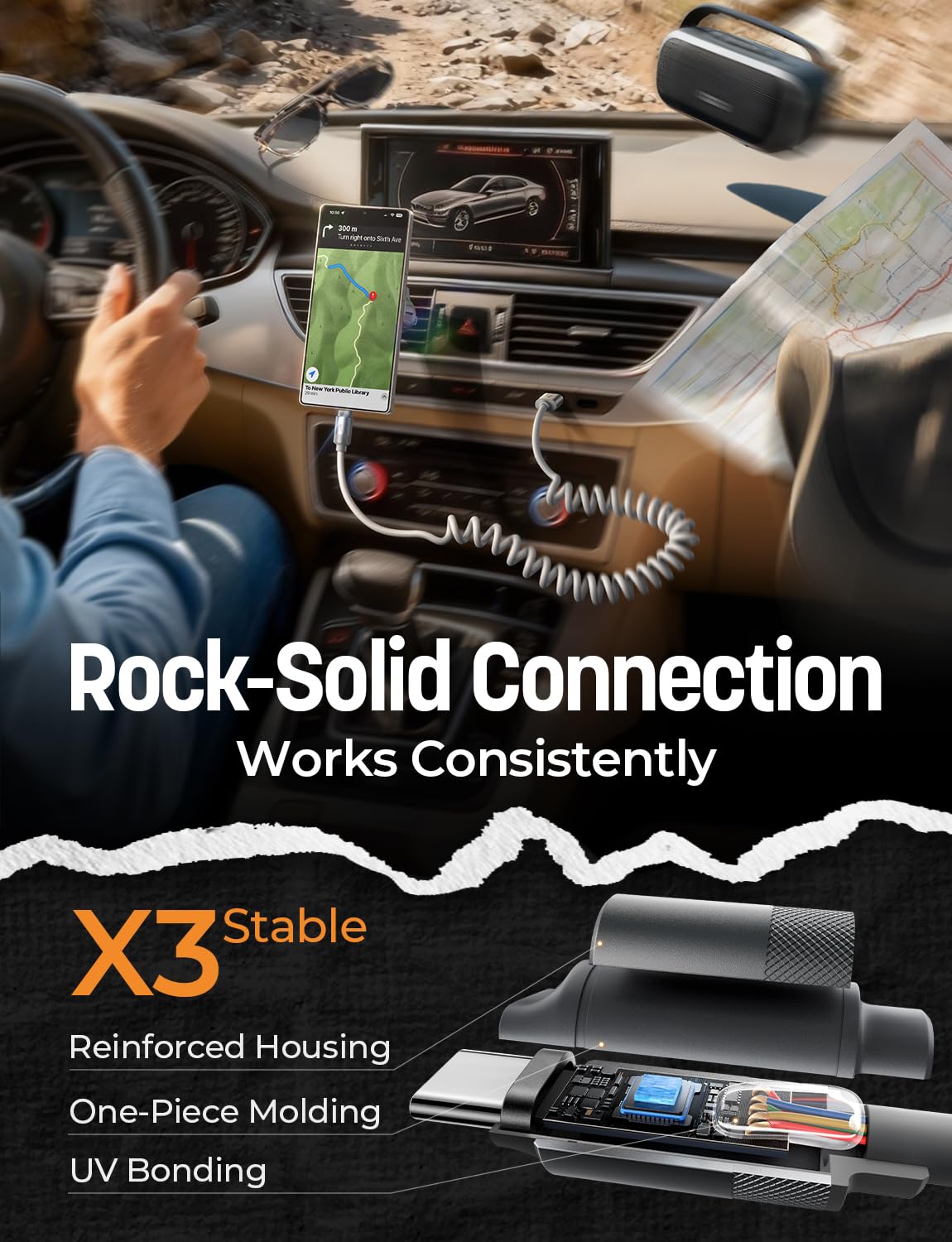 LISEN Coiled USB C Cable, Durable Short USB A to USB C Cable 2 Pack for Android Auto & CarPlay Cable, Short Type C Retractable Car Charger Cord for iPhone 17/16/15 Samsung Galaxy S25/S24 A15, Gray 4FT - Image 3