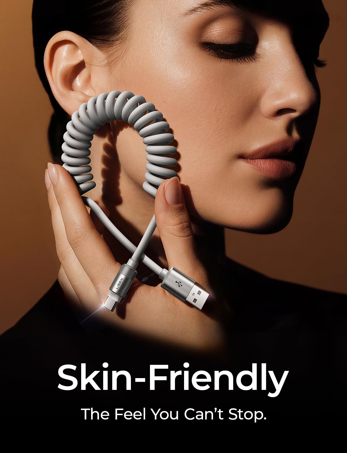 LISEN Coiled USB C Cable, Durable Short USB A to USB C Cable 2 Pack for Android Auto & CarPlay Cable, Short Type C Retractable Car Charger Cord for iPhone 17/16/15 Samsung Galaxy S25/S24 A15, Gray 4FT - Image 7