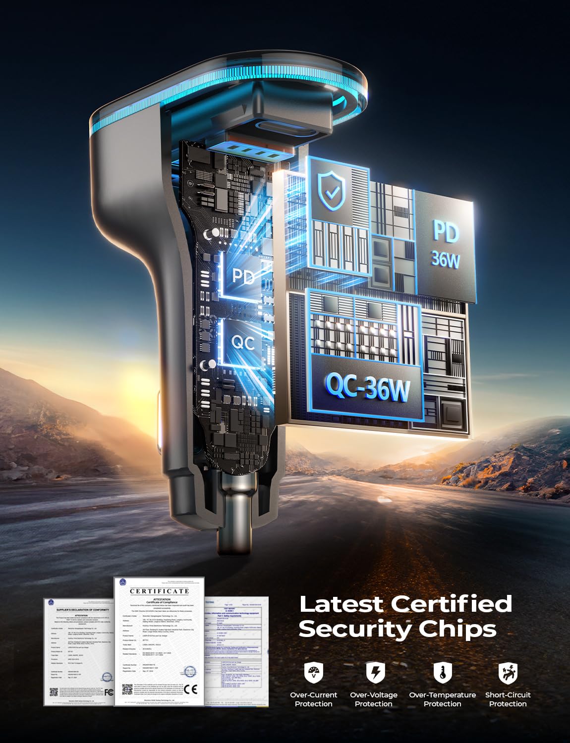 LISEN for iPhone 17 60W Cigarette Lighter Charger, Travel Car Accessories 4-Port Super Fast Car Charger with Multiple Ports, Car Phone Charger for iPhone 17/16/16e/15 Pro Max, Samsung, Piexl Kits - Image 5