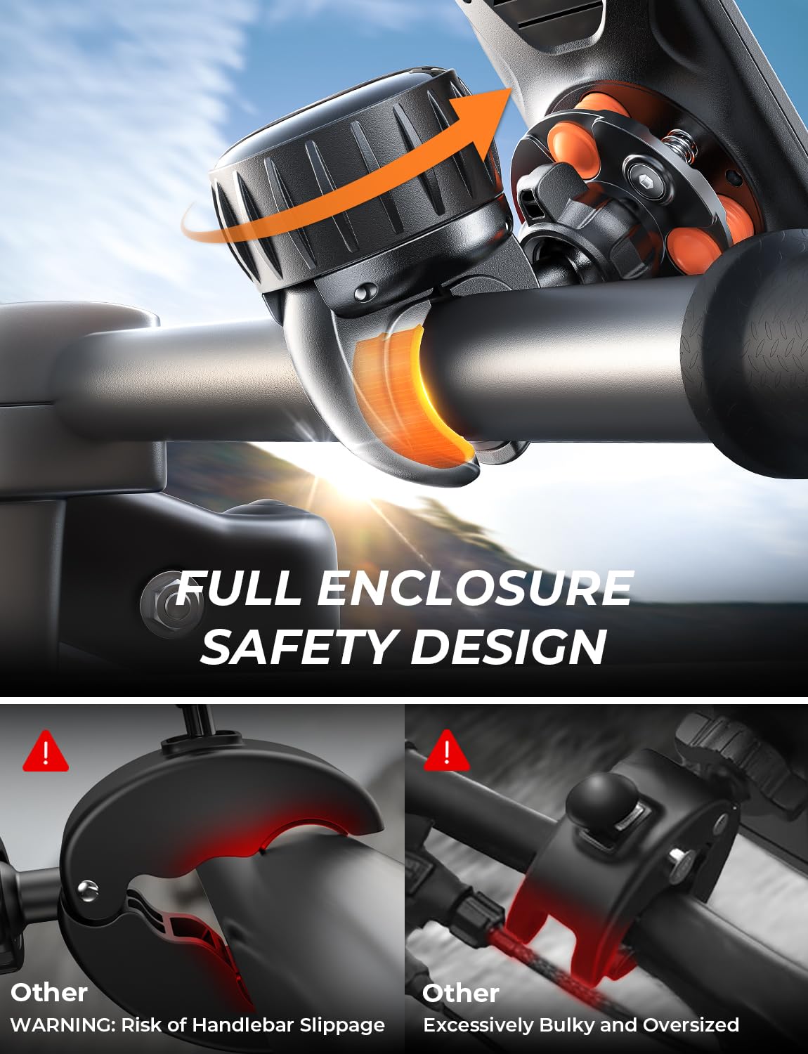 LISEN for iPhone 17 Bike Phone Holder for Motorcycle, [Compatible with Large Phone ＆ Anti-Navigation Shaking], Bicycle Phone Holder Handlebar Cell Phone Clamp for iPhone 17 Air Pro Max 16 15 Samsung - Image 3