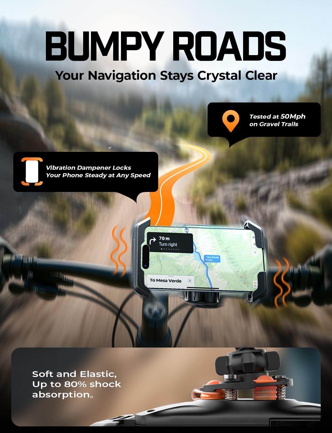 LISEN for iPhone 17 Bike Phone Holder for Motorcycle, [Compatible with Large Phone ＆ Anti-Navigation Shaking], Bicycle Phone Holder Handlebar Cell Phone Clamp for iPhone 17 Air Pro Max 16 15 Samsung - Image 5