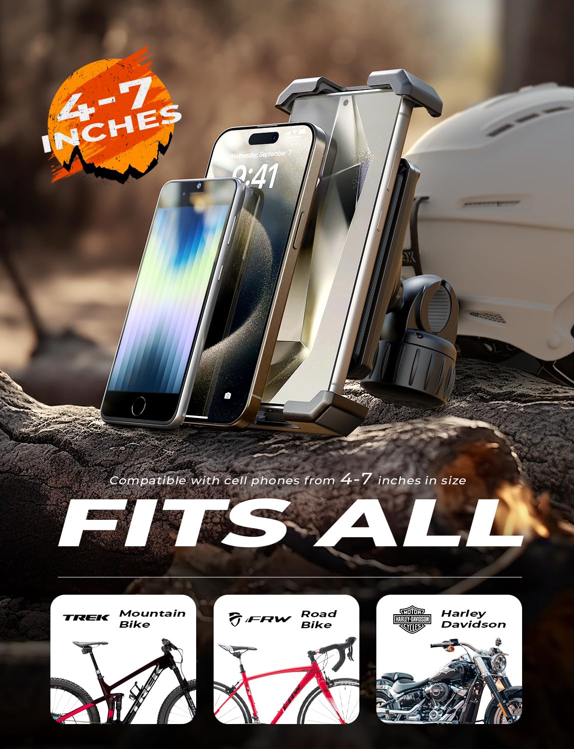 LISEN for iPhone 17 Bike Phone Holder for Motorcycle, [Compatible with Large Phone ＆ Anti-Navigation Shaking], Bicycle Phone Holder Handlebar Cell Phone Clamp for iPhone 17 Air Pro Max 16 15 Samsung - Image 6