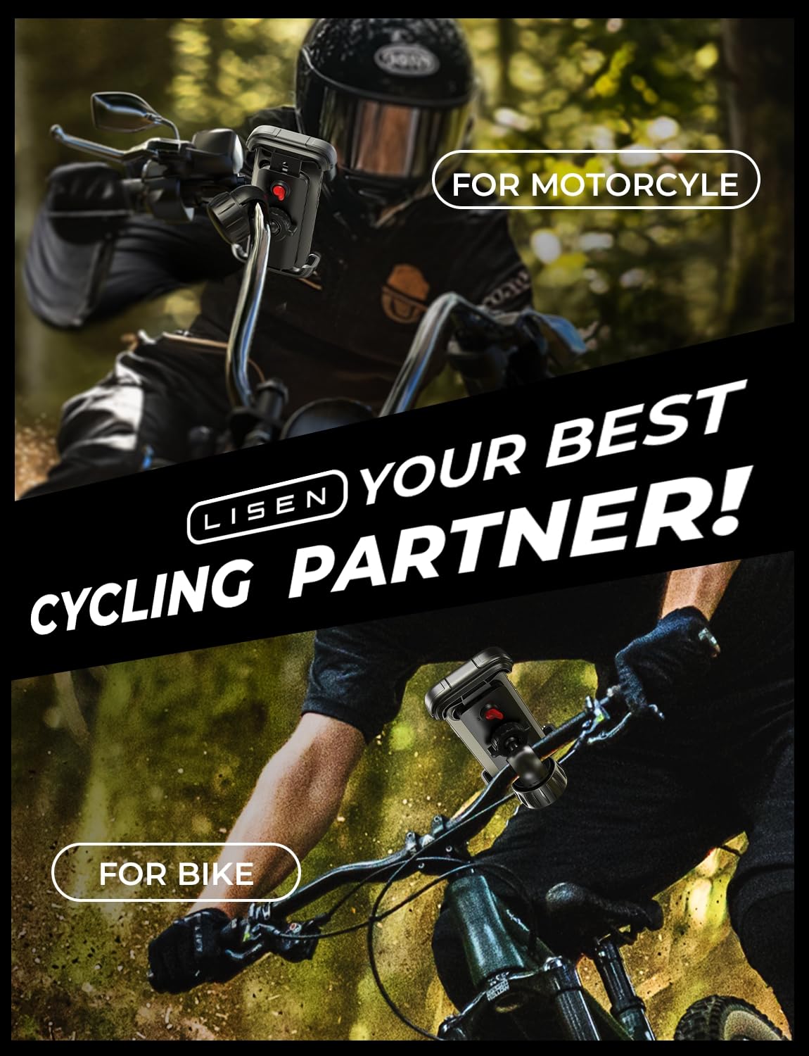 LISEN for iPhone 17 Bike Phone Holder for Motorcycle, [Compatible with Large Phone ＆ Anti-Navigation Shaking], Bicycle Phone Holder Handlebar Cell Phone Clamp for iPhone 17 Air Pro Max 16 15 Samsung - Image 8