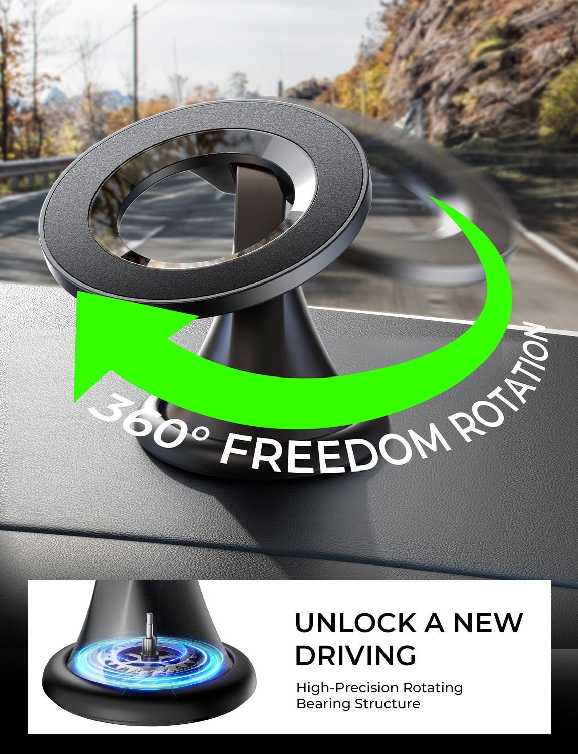 LISEN for Magsafe Car Mount, Mini 360° Rotating Magnetic Phone Holder for Car Dash, Magnetic Phone Mount, Car Accessories for Women Men, Rotatable Holder for iPhone 17 Pro Max Air 16 15 14 13 Kits - Image 3