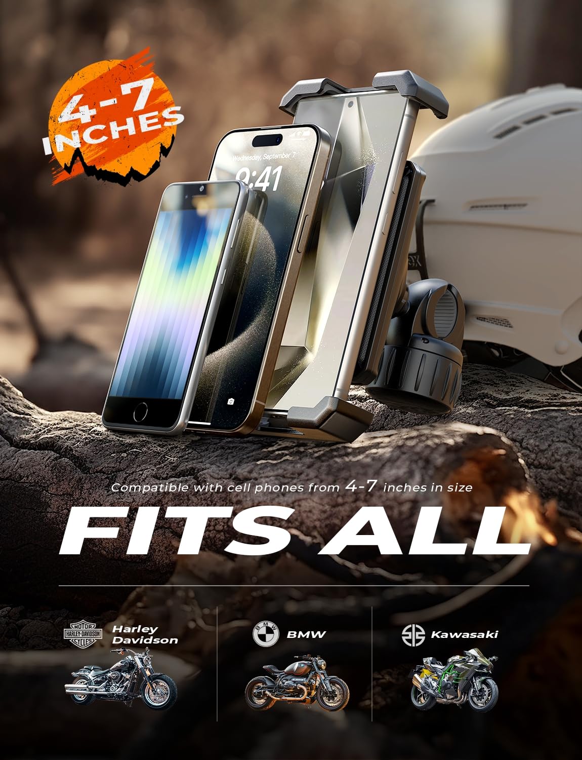 LISEN Motorcycle Phone Mount, [1s Quick Lock] [100mph Military Anti Shake], Dirt Bike Phone Holder, Electric Motorcycle Phone Holder Clamp for iPhone 16 15 Samsung Galaxy, All 4.6-7" Cell Phones - Image 7