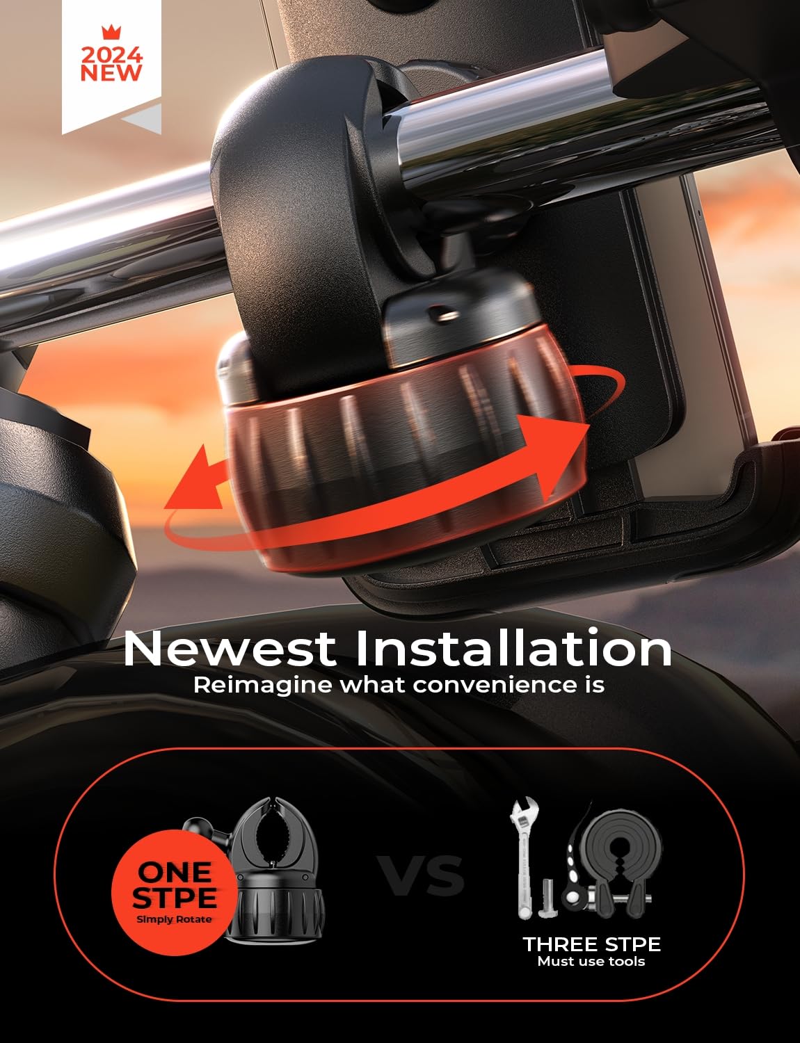 LISEN Motorcycle Phone Mount [2025 Upgrade] Bike Phone Mount- Motorcycle Handlebar Cell Phone Clamp, Scooter Phone Clip for iPhone 16 Pro Max/Plus, 15 Pro Max, S9 S10 and 4.7" to 6.8" Smartphones - Image 3