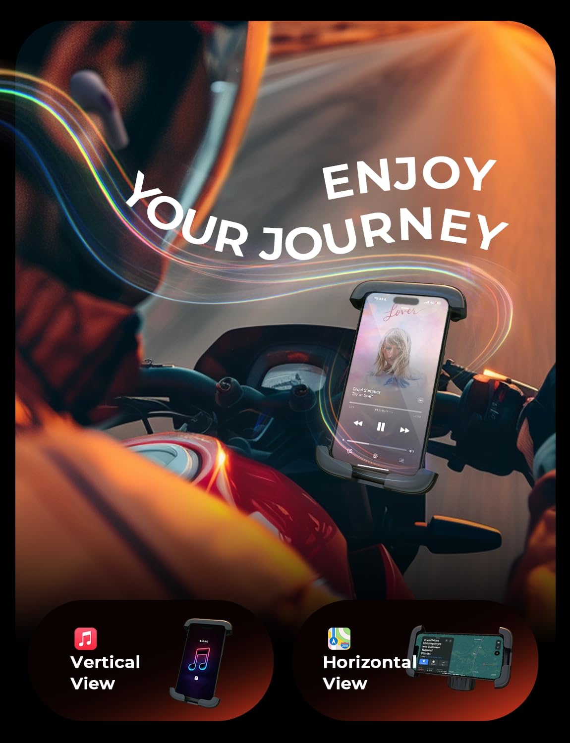 LISEN Motorcycle Phone Mount [2025 Upgrade] Bike Phone Mount- Motorcycle Handlebar Cell Phone Clamp, Scooter Phone Clip for iPhone 16 Pro Max/Plus, 15 Pro Max, S9 S10 and 4.7" to 6.8" Smartphones - Image 5