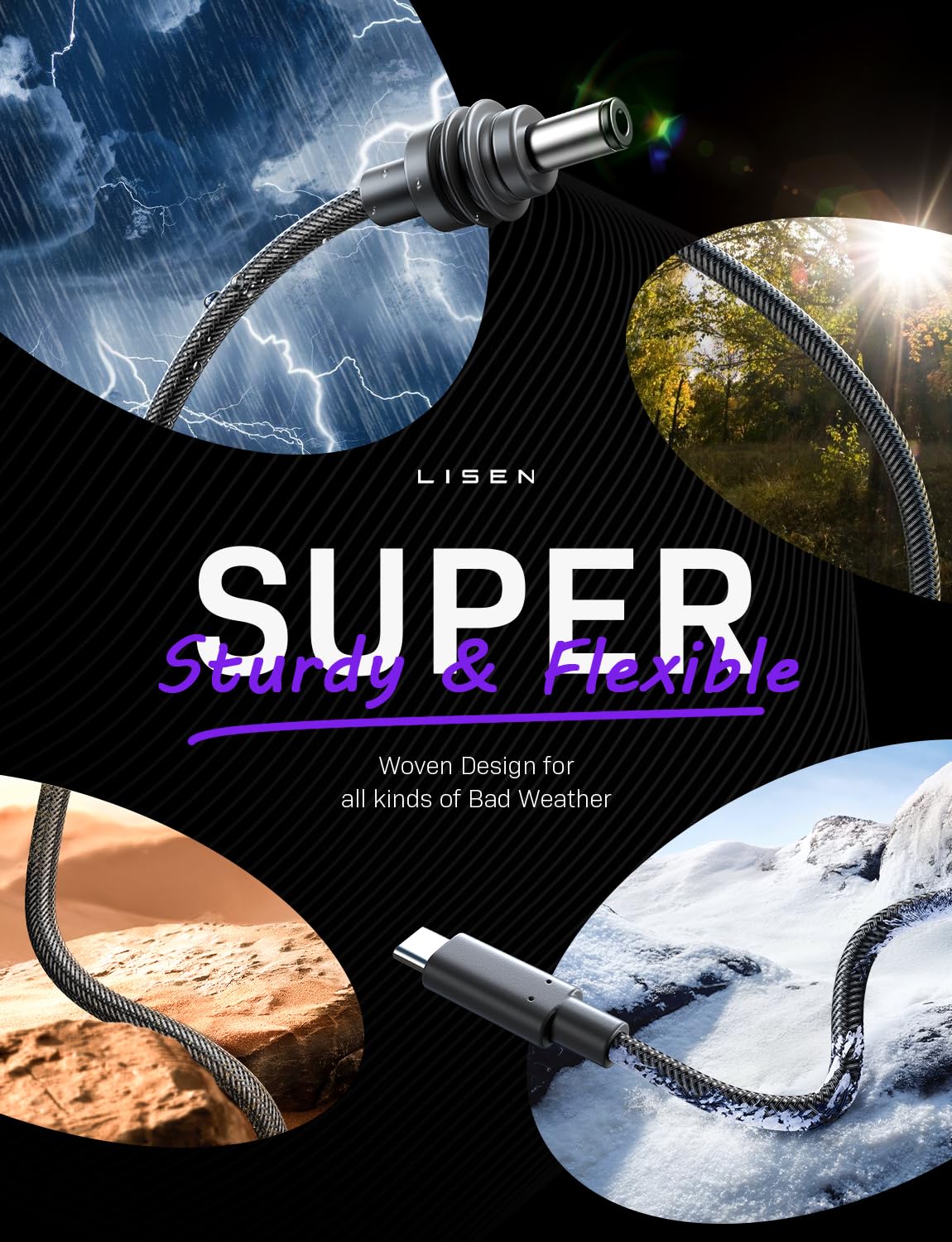 LISEN Starlink Mini Cable 100W 18AWG Starlink Mini USB C Power Cable Nylon Braided Star Link Mini Power Supply, E-Marker Chip Protection, Waterproof, Works with 100W PD Power Sources,10FT - Image 6