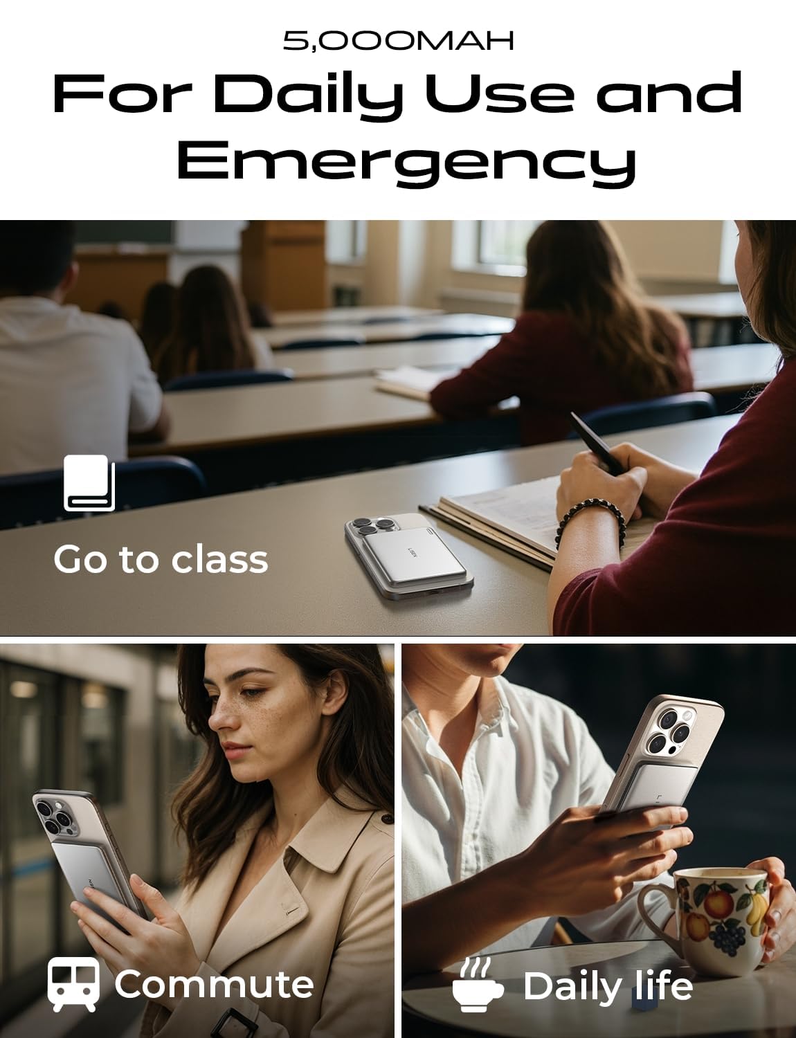 LISEN Ultra Slim MagSafe Power Bank,5000mAh Wireless Slim MagSafe Battery Pack,Magnetic Portable Charger,Magnetic Power Bank for iPhone 17 Pro Max Plus Air/16-12 Series,Gifts for Men Women - Image 7