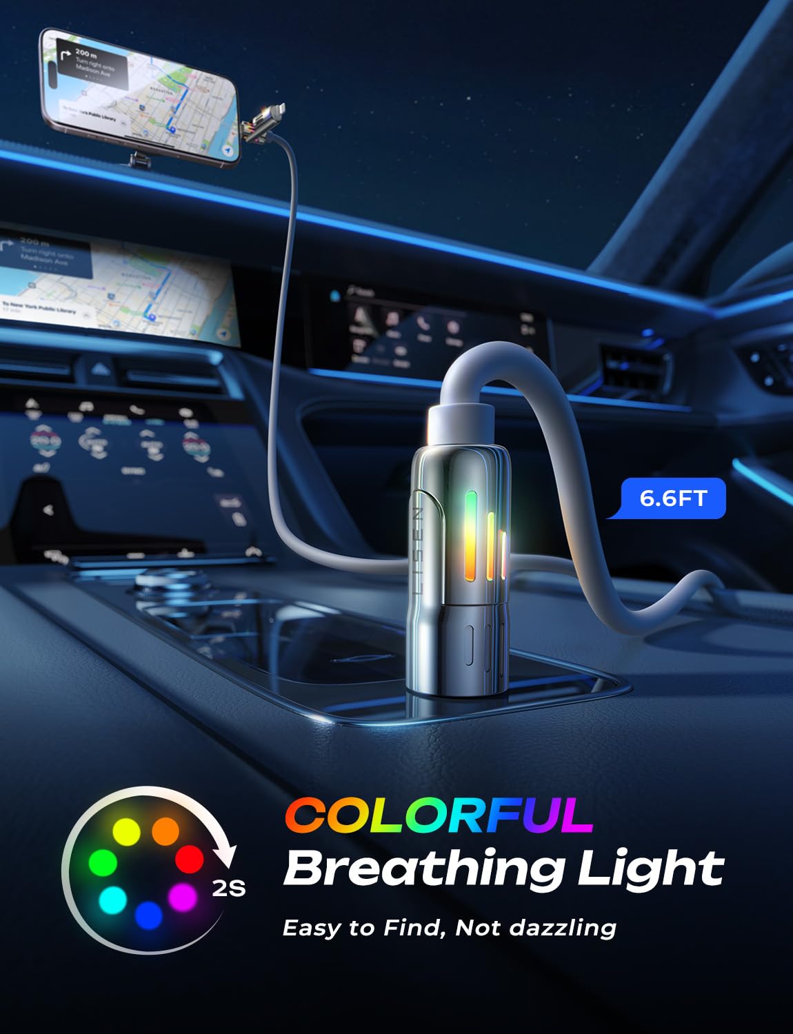 LISEN USB C to Lightning Cable, Chubby 240W 4 in 1 Charging Cable 6.6FT, USB A/C to C/Lightning with Light iPhone Charger for iPhone 17 16 15 14 Pro Max/M5 MacBook Air Pro/iPad/Samsung S25/Switch/PS5 - Image 7