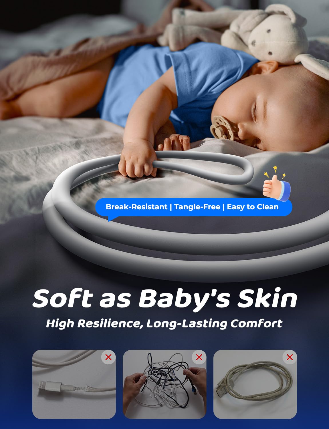 LISEN USB C to Lightning Cable, Chubby 240W 4 in 1 Charging Cable 6.6FT, USB A/C to C/Lightning with Light iPhone Charger for iPhone 17 16 15 14 Pro Max/M5 MacBook Air Pro/iPad/Samsung S25/Switch/PS5 - Image 8