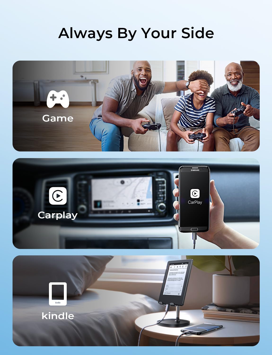 LISEN USB C to Micro USB Cable, 2-Pack 3.3FT Nylon Braided, Micro USB to USB C Cable, 3A Charging&480Mbps Data Transmission, for Type C Wall Chargers/PS4/Xbox One/Old Kindle/Android - Image 9